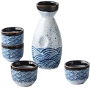 Japanese Porcelain Sake Set Ceramic Tea Cups Traditional Sake Bottle Glazed Ceramic Tea Cups Set of Sake Cups