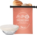 ​Bread Bags for Homemade Bread & Sourdough - Reusable Bread Bag with Linen Cover, Freezer-Safe Storage to Keep Bread Fresh for Days (XL, Orange)​