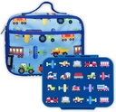 Wildkin Kids Lunch Box Bag Bundle with Bento Box (Trains, Planes, and Trucks)