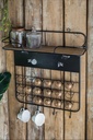 Stylish Wall-Mounted Coffee Bar Shelf with Pod Holder, Hooks, and Storage, Black