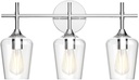 Ralbay Vintage 3 Light Vanity Light Fixture Industrial Chrome Bathroom Light Fixtures Over Mirror Clear Glass Chrome Vanity Light for Bathroom Wall Lighting Fixtures Over Mirror