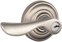 SCHLAGE F51A CHP 619 AND Champagne Lever with Andover Trim Keyed Entry Lock, Satin Nickel