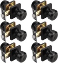 KNOBWELL Black Door Knob, Square Interior Door Knobs, Privacy Door Knob for Bedroom Bathroom, Stainless Steel Keyless Indoor Door Knob, 6 Pack