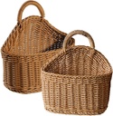 Zerodeko 2Pcs Hanging Storage Basket - Hanging Fruit Basket Wall Basket with Handle, Small Woven Baskets for Kitchen Bathroom, Small Hanging Basket