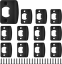 12 Pcs Deadbolt Strike Plate, Stainless Steel Round Corner Door Strike Plate Black Deadbolt Covers Door with Screws Reinforcement Kit