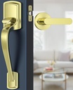Front Door Handle No Lock for Right & Left Handed Doors, Modern Exterior Door Handle with Reversible Lever, Lower Half Grip, Gold