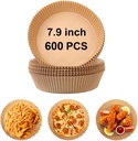 600 PCS 7.9 Inch Round Air Fryer Baking Paper Liners, Non-Stick Parchment Paper Liners for 5-8QT Airfryer Microwave Oven Frying Pan