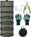 Herb Drying Rack Hanging Mesh 6 Layer 24" with Zipper, Gloves, Garden Pruning Shear, Hook & Carabiner Clip for Drying Herbs, Plants, Seeds, Buds | Outdoor, Hydroponics Herb Dryer Hanging Rack