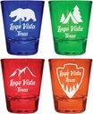 Lago Vista Texas Souvenir 4-Pack Multicolor Engraved Round Shot Glasses Camping and Outdoors Set