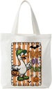 Trick or Treat Halloween Goose Tote Bag for Candy Treats, Goose Lover Gifts, Spooky Pumpkin Bats Canvas Tote Bag, Halloween Party Favor Bags, Reusable Shopping Grocery Bags,14.96 x 15.3 inches