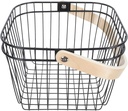 Angoily Rectangular Storage Basket Metal Wire Fruit Basket with Wood Handle Egg Storage Basket Produce Vegetable Storage Bin Hanging Kitchen Baskets for Home Picnic Black Wire Storage Baskets