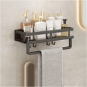 Bathroom Toiletries Wall Organizer Toiletries Wall Shelf with Towel Rack for Bathroom (Black)