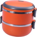 Two Insulated Stainless Steel Lunch Box Orange Stackable Food Storage Container with Leak Design for Meal Prep Go Use