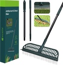 Artificial Turf Rake, 43 to 63" Long Pole Turf rake - 18" Wide Garden Hand Rake for Lawn, Synthetic Grass, Carpet, Shrub, Remove Leaves, Debris, Pet Hairs (Dark Green)
