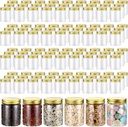 Wesiti 60 Pcs 8 oz Clear Plastic Mason Jars Containers With Screw on Gold Lids Refillable Round Empty Plastic Jars Storage Containers Reusable for Kitchen Household Dry Food Storage Honey Herb Nuts