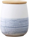 Food Storage Jar White Ceramic Food storage canister with Airtight Wooden Lid for serving Coffee, Tea, Sugar, Spice and More (1000ml)