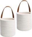 2pcs Cotton Wall Storage Basket Small Hanging Baskets for Kitchen Decorative for Flower Pot Holder