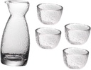 1set Japanese Style Sake Pot and Hammered Glass Cup Sake for Entertaining Includes and Cups for Tea and Spirits