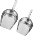 2Pcs Stainless Steel Kitchen Shovel Flat Dry Food Scoop for Ice Nuts Beans Flour Compact Multi Use Scoops for Home Bar Dessert Shop Use