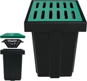 Catch Basin for Drainage with Fiber Glass Grate-18x18x24 in. Deep Drainage Basin with Debris Basket,A15 French Drain Basin Without Reserved Hole for Yard,Downspout,Lawn,Municipal Pipeline