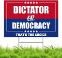 No Kings Protest Yard Signs Dictator or Democracy Yard Sign Double Sided Corrugated Plastic Outdoor Lawn Garden Sign with Metal H Stake 18"x12"