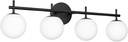 Ralbay Mid Century Modern Bathroom Vanity Lights 4 Lights Milk White Glass Globe Matte Black Bathroom Lighting Fixtures Bath Vanity Lights Over Mirror (Exclude G9 Bulb)