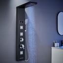 LED Shower Panel Tower System Black, MENATT 304 Stainless Steel 5-Function Shower Panel Rainfall Waterfall Shower Rain Massage System with Body Jets
