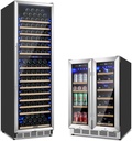 Wine and Beverage Cooler & 200 Bottle Dual-Zone Wine Fridge Combo, Built-In/Freestanding Glass Door Fridge, Office/Bar/Home Use, Advanced Compressor & Low Noise (Silver)
