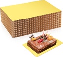 Crtiin 50 Pcs Rectangle Cake Board 14 x 10 Inches Scalloped Cake Boards Dessert Base Quarter Sheet Rectangular Cake Base for Pizza, Pastries Food Trays Greaseproof Pad (Gold)