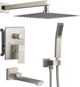 DASAN Tub Shower Faucets Sets Complete Brushed Nickel Bathtub Shower System with Tub Spout, Bathtub Faucet Set Tub and Shower Faucet Combo Trim Kit with Rough-in Valve, DA-SS03BN-S10W