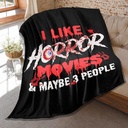 I Like Horror Movies and Maybe 3 People Blanket Soft Flannel Lightweight Plush Throw Air Conditioner Quilt for Women Men Couch Bed Sofa Halloween Decorative Gift 50 in x 40 in Small for Kids
