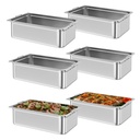 6 Pack Hotel Pans,6" Deep Full Size Steam Table Pans,Full Size Food Pan,Half Size Hotel Pans[NSF Certified],Catering Food Pan Commercial Stainless Steel,Handle + No Lid