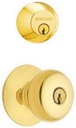 Schlage FB52N V PLY 505 B62 Double Cylinder Deadbolt and F51 Entry Plymouth Knob Keyed Alike, Finish, No Size, Brass/Bright Brass
