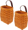 2pcs Rustic Kitchen Wall Hanging Baskets Woven Storage Basket for Flowers Fruits Vegetables Decorative Hanging Basket Set