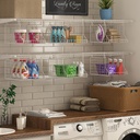 3-Tier Foldable Laundry Basket Organizer with Rotating Hooks - Space-Saving Over Washer and Dryer Shelf for Laundry Room Organization and Storage, Durable Wire Shelving Unit, White