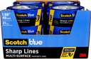 ScotchBlue Sharp Lines Multi-Surface Painter's Tape, 1.88 Inches x 60 Yards, 12 Rolls, Blue, Paint Tape Protects Surfaces and Removes Easily, Edge-Lock Painting Tape for Indoor and Outdoor Use