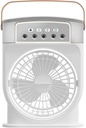 Small Fan, Portable Air Cooler Fan with 3 Wind Speed Mini AC Unit Desk with Mist and Night Light USB Rechargeable Humidifier Cooling with 600ML Water Tank White