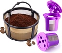 Reusable Mesh Coffee Filter Basket for Keurig K Duo Coffee Maker (Gen 2) and Keurig K-Duo Essentials, With 2 Refillable K Cups Pod by PureHQ - Gold Tone Carafe Replacement Filter - Value Pack