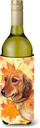 Caroline's Treasures BB9913LITERK Dachshund Fall Wine Bottle Hugger, Yellow Bottle Cooler Sleeve Hugger Machine Washable Collapsible Insulator Beverage Insulated Holder