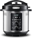 Gourmia GPA2060 One-Lid Pressure Cooker + Air Fryer With 15 One-Touch Cooking Functions - 6-Quart Nonstick Cooking Pot, Air Fry Basket, Multi-purpose Rack, Measuring Cup