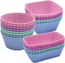 Silicone Cupcake Liners Lunch Box Dividers，Non-Stick Silicone Muffin Cups, Bento Box Accessories for Kids (24Pcs: 4 Color)
