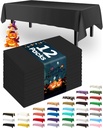 Pureegg Plastic Table Cloth Disposable 12 Pack, 54 x 108 Inch Table Cloths, Party, Picnic, Halloween, Decorative Tablecloths, Rectangle, White Plastic Cover, Leakproof & Sturdy, Black