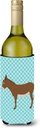 Caroline's Treasures BB8023LITERK Cotentin Donkey Blue Check Wine Bottle Hugger Bottle Cooler Sleeve Hugger Machine Washable Collapsible Insulator Beverage Insulated Holder