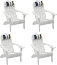 White Adirondack Chairs Set of 4 Outdoor Patio Folding Lounge Wood Outside Deck, Porch, Lawn, Pool, Yard, Garden, Fire Pit, Heavy Duty