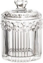 Floral Crystal Glass Relief Flower Candy Dish Swab Box Storage Jar with Lid, 5x3.5 inches, 8 oz, 1 Count