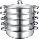 Premium Stainless Steel Steamer Set with 5 Tier Steamer Pans Tier, Multi-Layer Cookware Pot for Steaming, Boiling, and Cooking (Super Thick 28cm)