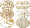 Certified International Matrix Gold Plated 6" Luncheon/Canape Plates, Set of 6 Assorted Designs