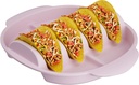 Silicone Taco Holders Set of 1, 11.81"355g Taco Plates with Dividers, taco holder with Heat Resistant Handles, Dishwasher and microwave safe(Light Purple)