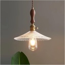 Brass Pendant Light Walnut Glass Hanging Lamps Retro Home Decoration Lighting Bar Kitchen Bedroom Bedside Light Fixture,Modern Lighting(26cm)