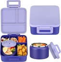 MAISON HUIS Bento Lunch Box with 8oz Soup Thermo, 5-Compartment Leak-Proof Container, Thermo Hot Food Jar and Insulated Lunch Bag, BPA Free,Travel, School (Purple)